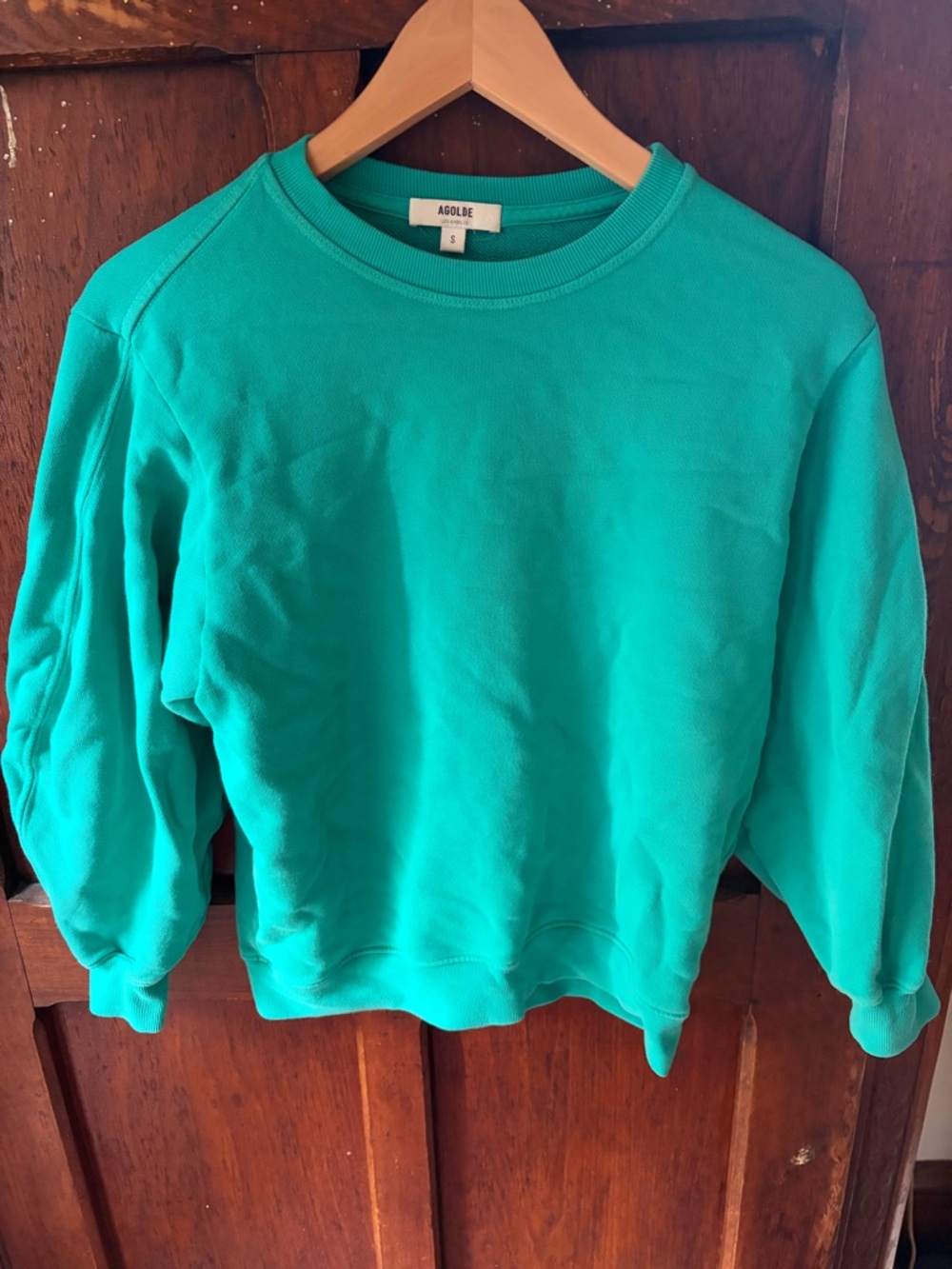 Agolde Teal Short Crewneck Sweatshirt